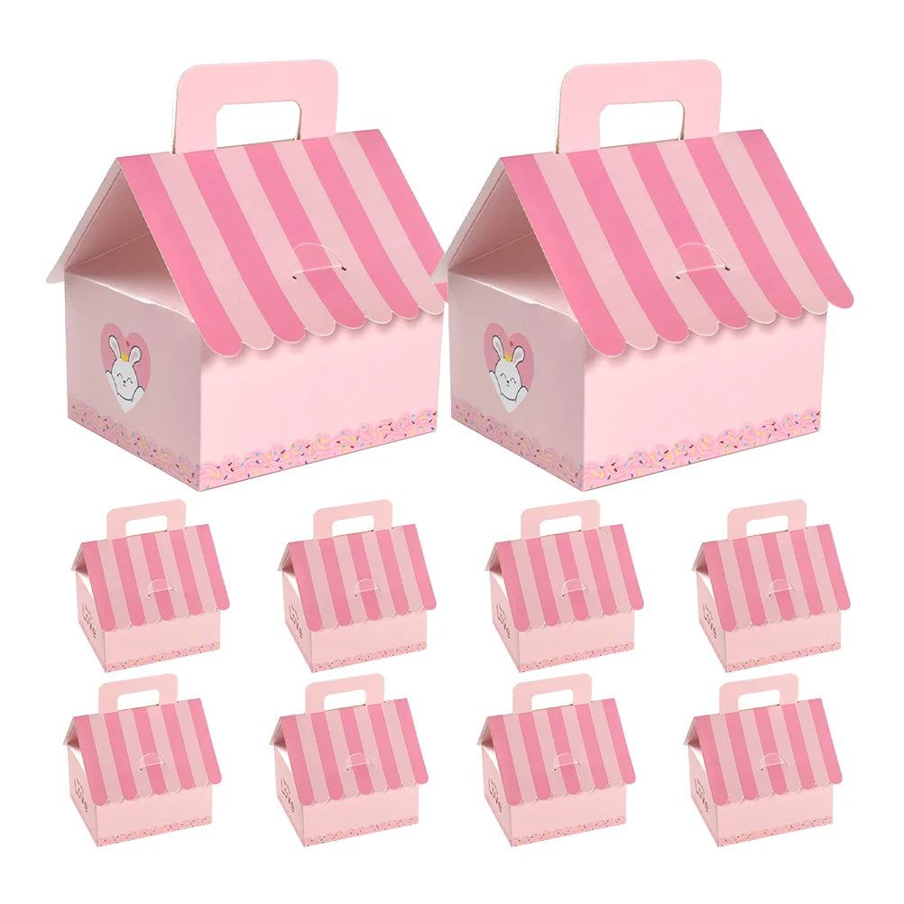 10 Pcs Castle Gift Box Portable Paper Cases Packing Boxes Carton Chocolate Sugar Container Candy Bags Cookies Girl