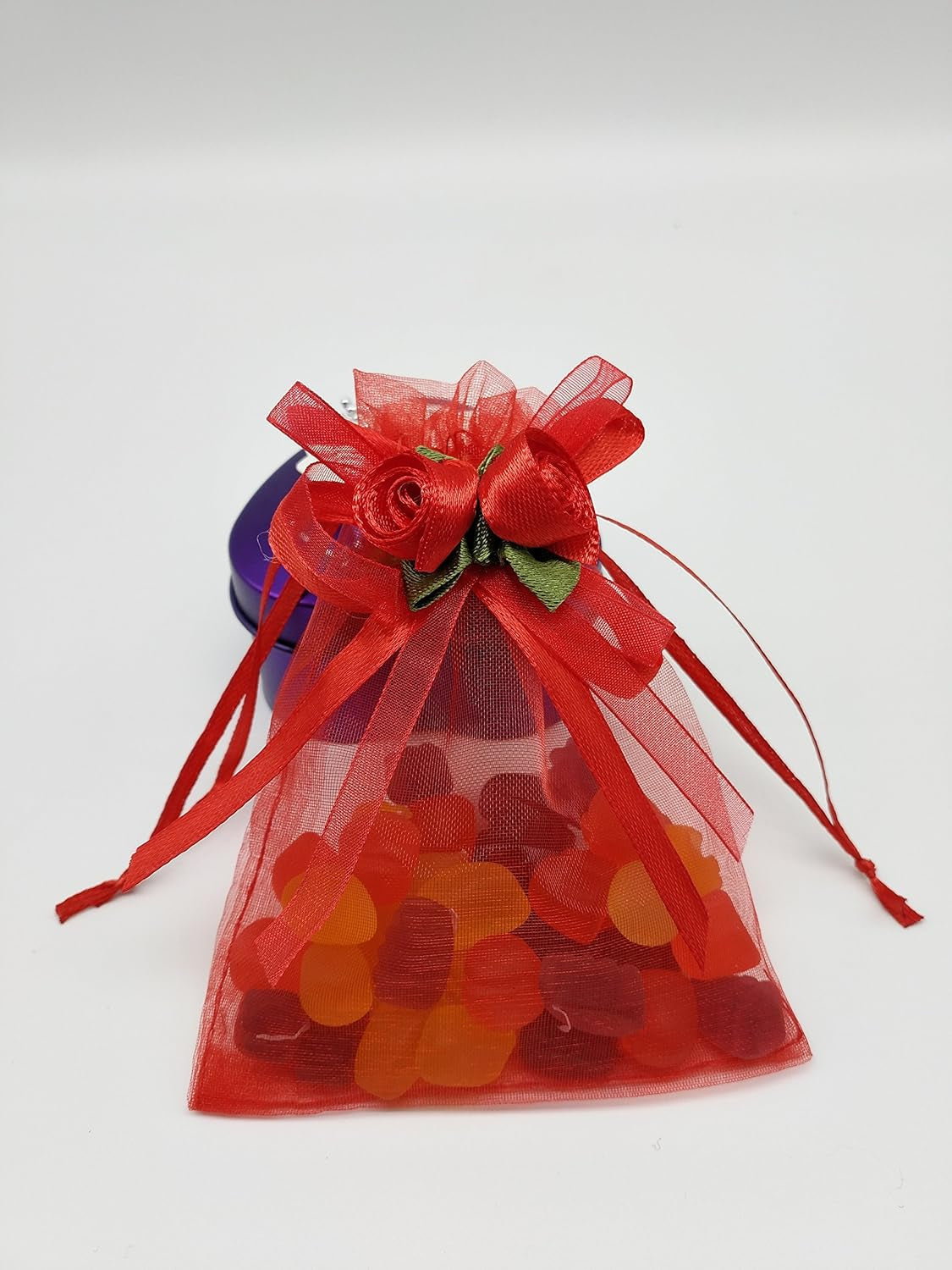 50Pcs Sheer Organza Favor Bags for Wedding 3.8X4.8'' Gift Bags Samples Display Drawstring Rose Pouches (Hot Red)