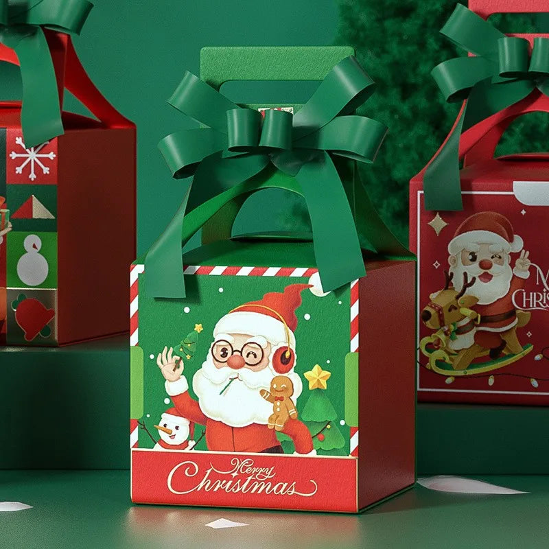 Merry Christmas Candy Paper Box Santa Elk Handheld Gift Packaging Box Christmas Decoration for Home Happy New Year 2025