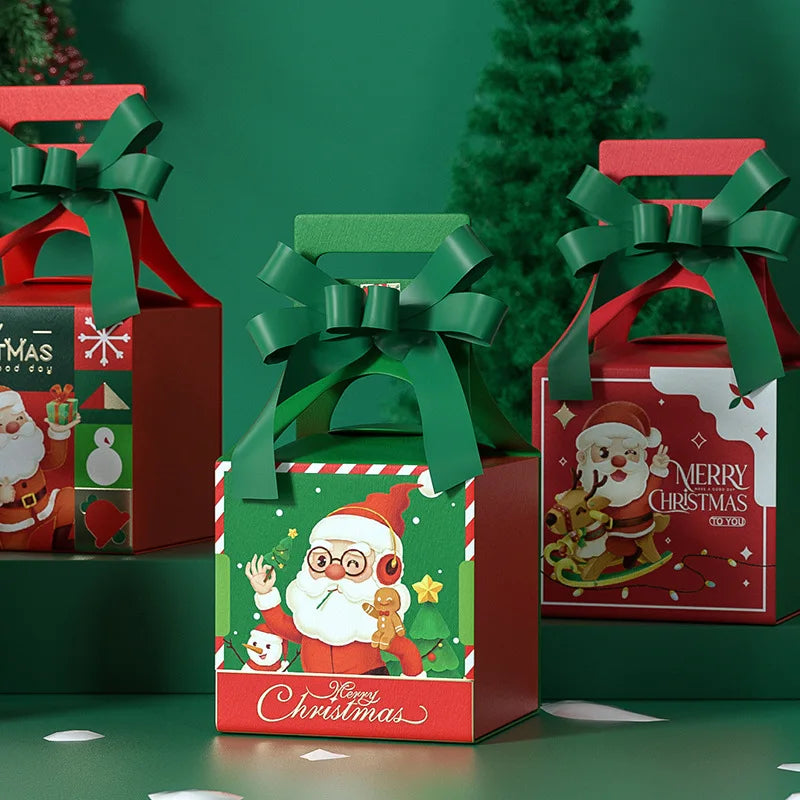 Merry Christmas Candy Paper Box Santa Elk Handheld Gift Packaging Box Christmas Decoration for Home Happy New Year 2025