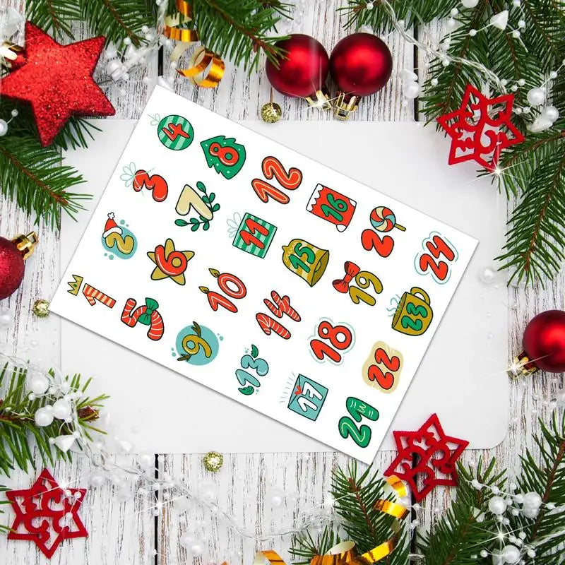 Christmas Advent Calendar Number Stickers 1-24 Number Sealing Stickers Gifts Food Packaging Bag Sealing Labels Christmas Decor