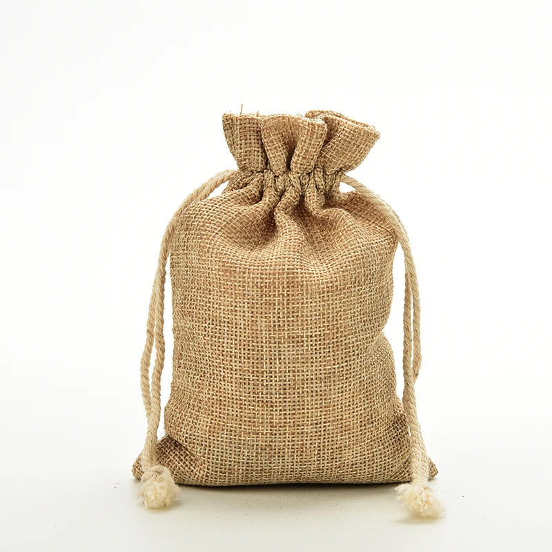 Mini Rustic Burlap Pouch Sack  Drawstring Gift Jewelry Pouches Bags for Wedding Favors Christmas Rustic