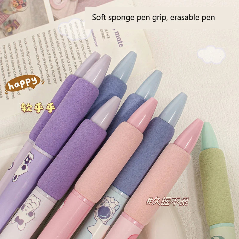 4pcs Cute Erasable Pen Blue Ink Soft Pen Grip Writing Smooth Quick-Drying Elegant Pens Office Accessories Aesthetic Stationery