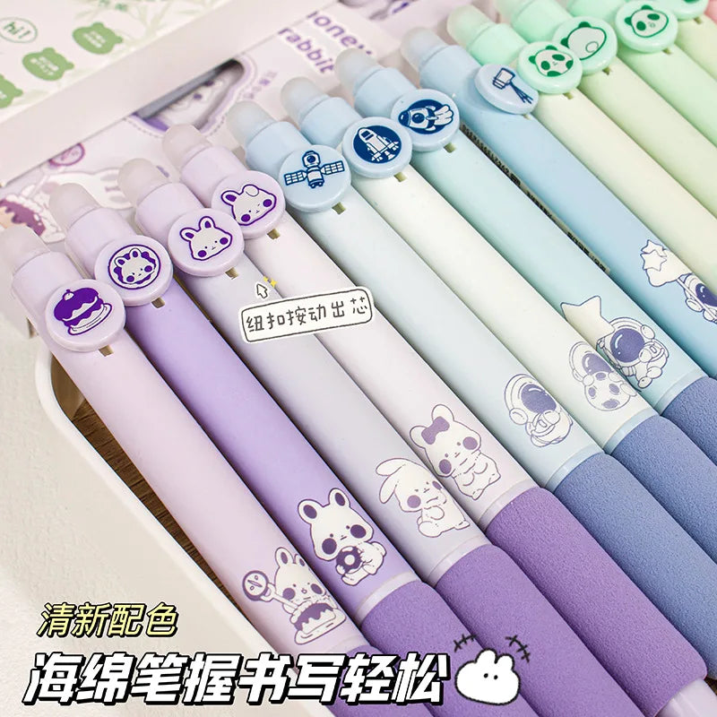 4pcs Cute Erasable Pen Blue Ink Soft Pen Grip Writing Smooth Quick-Drying Elegant Pens Office Accessories Aesthetic Stationery