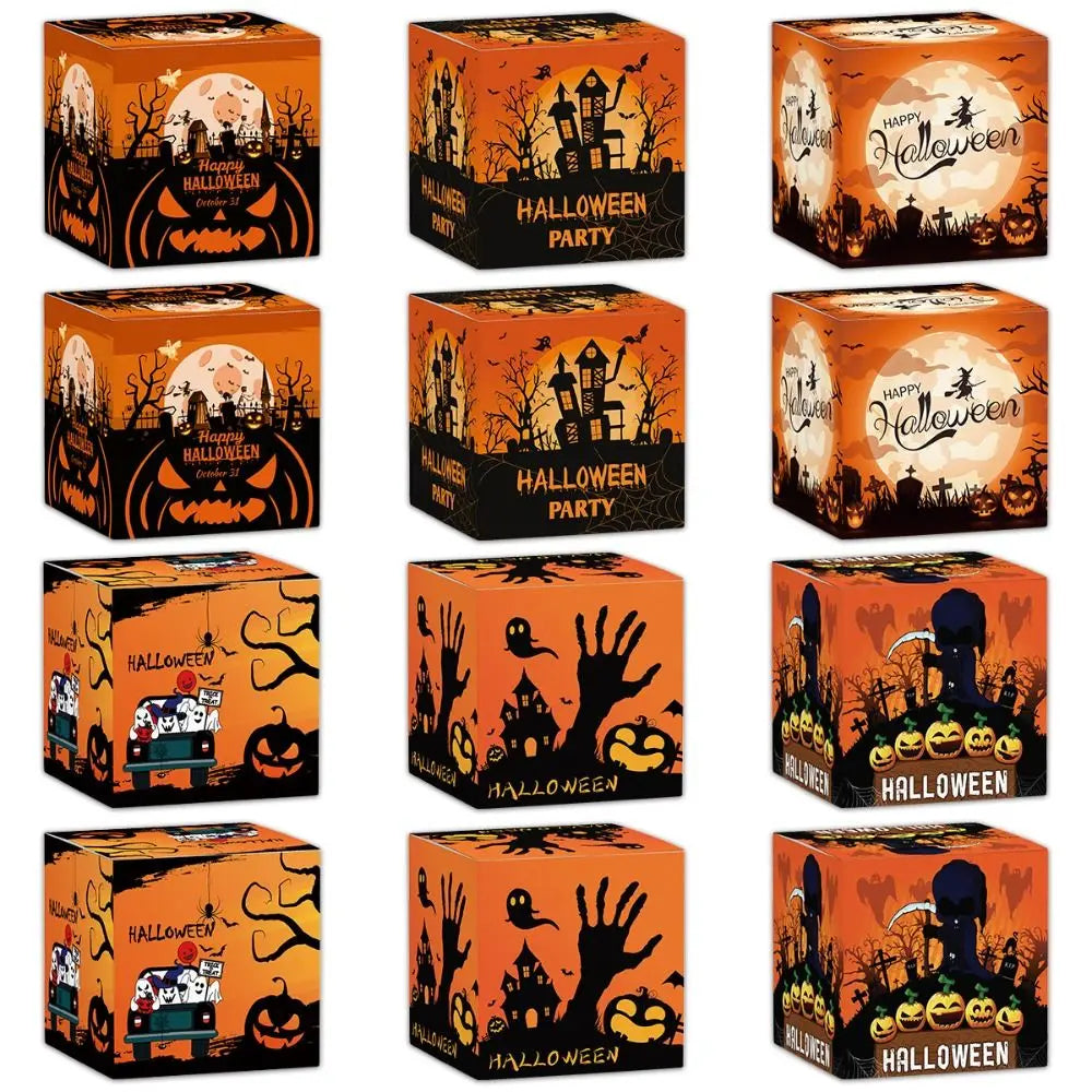 Pumpkin Printed Halloween Gift Boxes Gifts Packaging Party Decor Favours Sweet Biscuit Candy Box Festive Supplies DIY Cookie Box