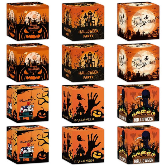 Pumpkin Printed Halloween Gift Boxes Gifts Packaging Party Decor Favours Sweet Biscuit Candy Box Festive Supplies DIY Cookie Box