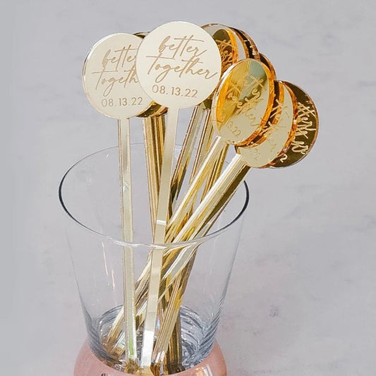 50pcs Personalised Round Drink Stirrers Wedding Decorations Bachelorette Party Cocktail Stirrer Baby Shower Swizzle Decorations