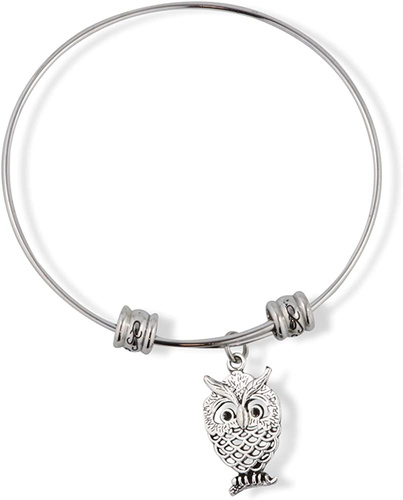 Emerald Park Jewelry Owl Fancy Charm Bangle-0