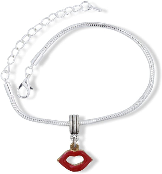 Emerald Park Jewelry Red Lips Snake Chain Charm Bracelet-0