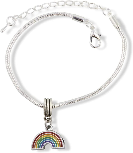 Emerald Park Jewelry Rainbow Bracelet | Stainless Steel Snake Chain Charm Bracelet-0