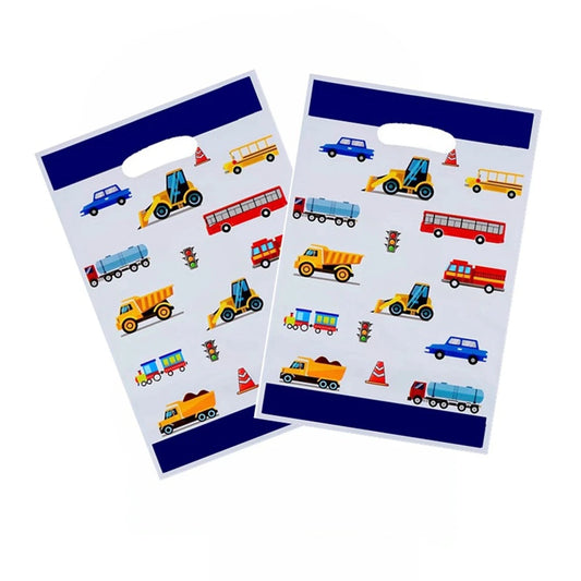 10pcs/lot Construction Truck Theme Kids Boys Favors Happy Birthday Party Gifts Surprise Candy Bags Decorations Loot Bags