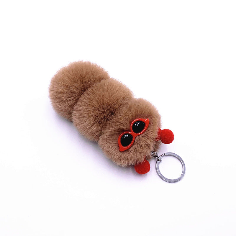 New Cute Caterpillar Key Chain Cute Candy Color Cartoon Plush Bag Pendant Car Key Chain Accessories