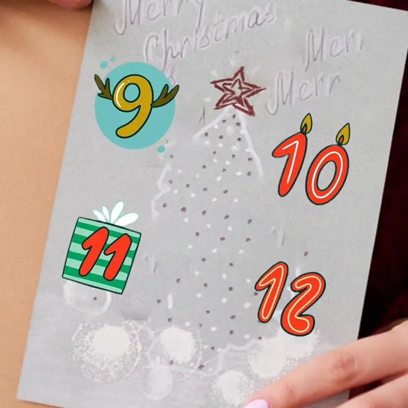 Christmas Advent Calendar Number Stickers 1-24 Number Sealing Stickers Gifts Food Packaging Bag Sealing Labels Christmas Decor