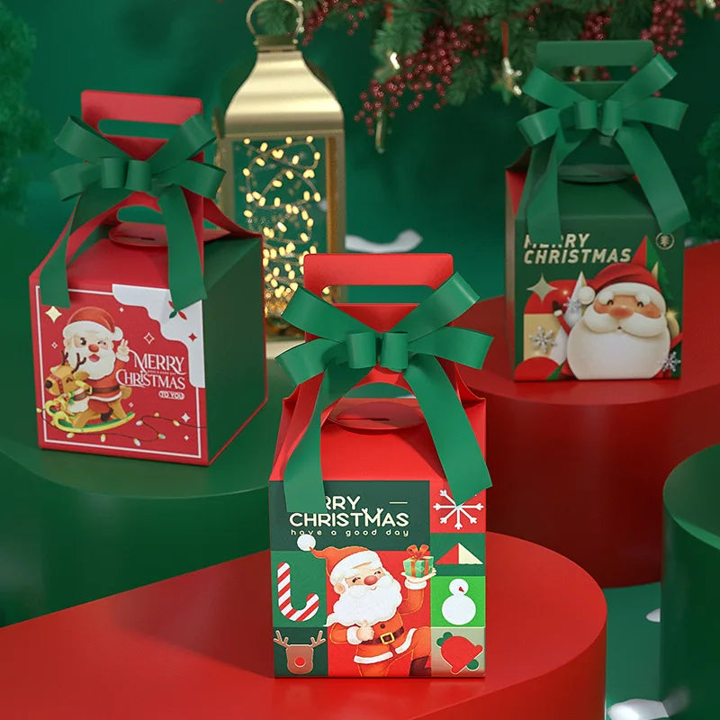 Merry Christmas Candy Paper Box Santa Elk Handheld Gift Packaging Box Christmas Decoration for Home Happy New Year 2025