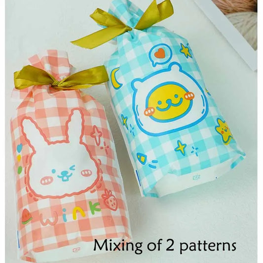 10PCS Cute Cookie & Candy Bags，Door Gift Bag Pocket Goodies Bag For Biscuits Snack Baking Birthday Party Kids Packaging Gift Bag