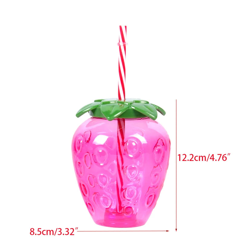 6/10pcs Hawaiian Summer Pineapple Coconut Drinking Cups Strawberry Shaped Juice Drink Cups for Birthday Beach Pool Party