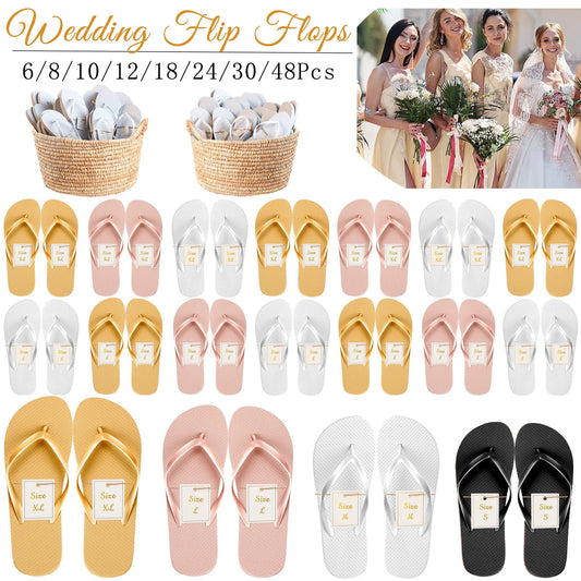 6-24 Pairs Flip Flops Bulk Wedding Favors Gifts for Guests Beach Sandals Bachelorette Hen Party Slippers Bridesmaid Team Bride