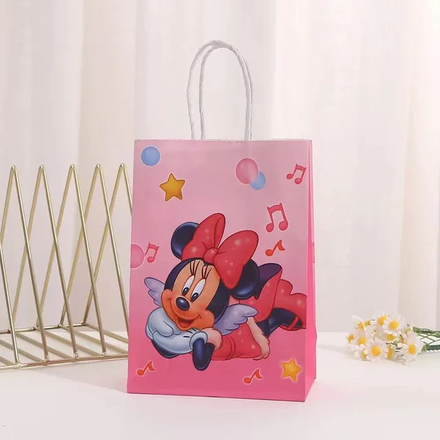 6/24Pcs Mickey Minnie Mouse Birthday Party Decorations Handle Gift Bags Set Paper Candy Bags Baby Shower Boys Girls Party Suppli