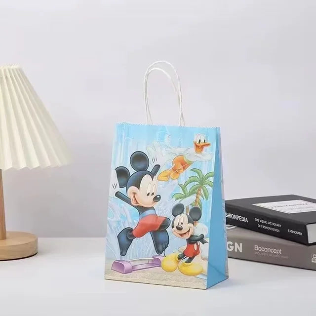 6/24Pcs Mickey Minnie Mouse Birthday Party Decorations Handle Gift Bags Set Paper Candy Bags Baby Shower Boys Girls Party Suppli