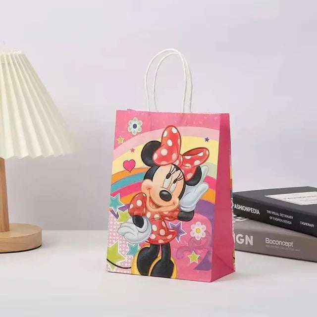 6/24Pcs Mickey Minnie Mouse Birthday Party Decorations Handle Gift Bags Set Paper Candy Bags Baby Shower Boys Girls Party Suppli