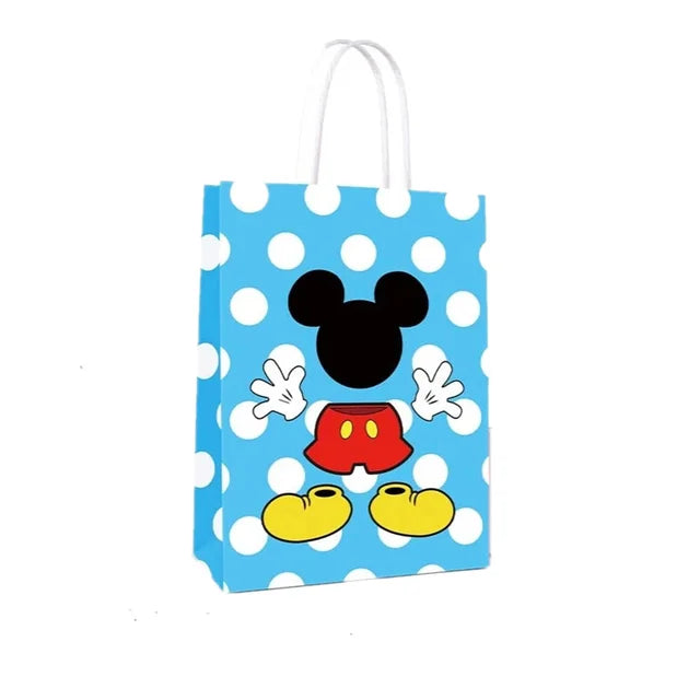 6/24Pcs Mickey Minnie Mouse Birthday Party Decorations Handle Gift Bags Set Paper Candy Bags Baby Shower Boys Girls Party Suppli