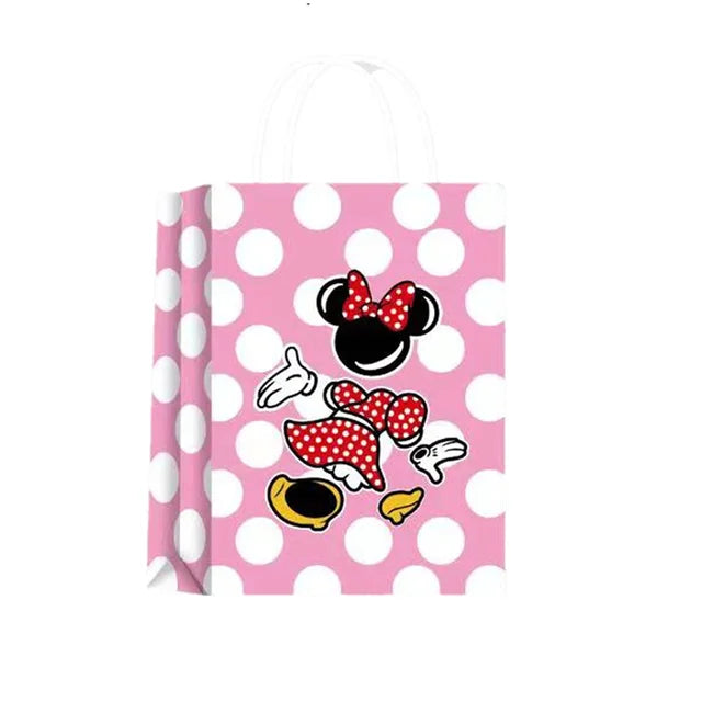 6/24Pcs Mickey Minnie Mouse Birthday Party Decorations Handle Gift Bags Set Paper Candy Bags Baby Shower Boys Girls Party Suppli