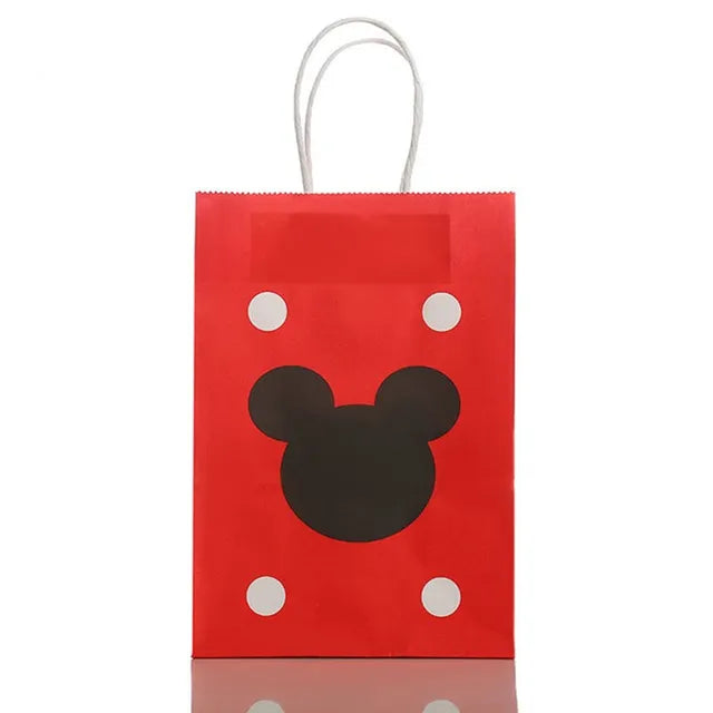 6/24Pcs Mickey Minnie Mouse Birthday Party Decorations Handle Gift Bags Set Paper Candy Bags Baby Shower Boys Girls Party Suppli