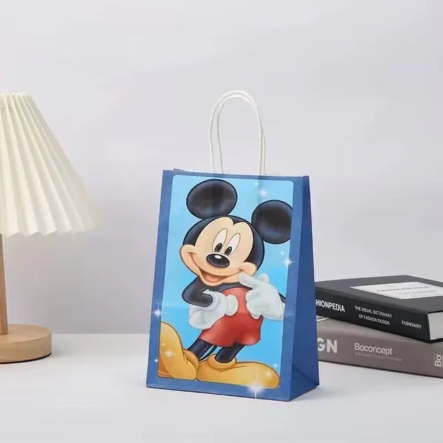 6/24Pcs Mickey Minnie Mouse Birthday Party Decorations Handle Gift Bags Set Paper Candy Bags Baby Shower Boys Girls Party Suppli