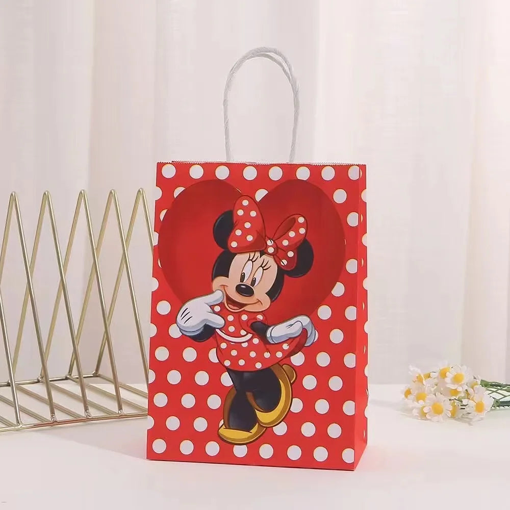 6/24Pcs Mickey Minnie Mouse Birthday Party Decorations Handle Gift Bags Set Paper Candy Bags Baby Shower Boys Girls Party Suppli