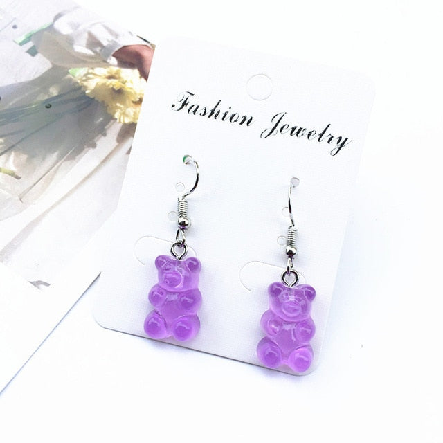 Animal Candy Color 1Pair Drop Earring Colorful Transparency 8 Colors Seaside Cartoon Gifts High Quality Bear Cute Handmade jewelry.