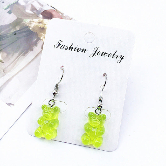 Animal Candy Color 1Pair Drop Earring Colorful Transparency 8 Colors Seaside Cartoon Gifts High Quality Bear Cute Handmade jewelry.