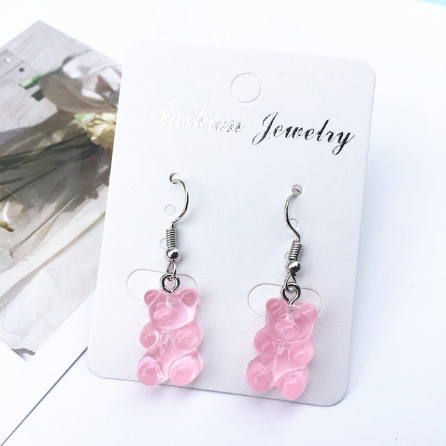 Animal Candy Color 1Pair Drop Earring Colorful Transparency 8 Colors Seaside Cartoon Gifts High Quality Bear Cute Handmade jewelry.