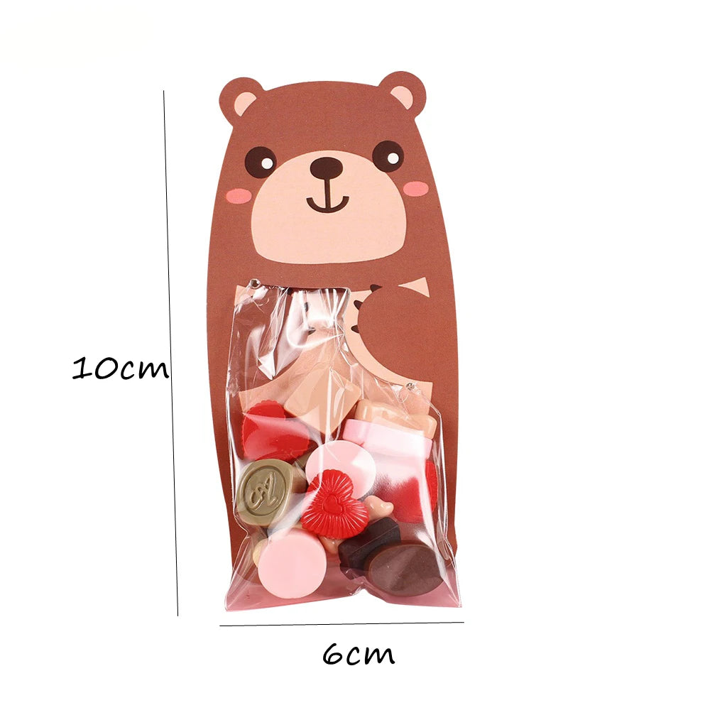 1pack Cartoon Bear Candy Bags Cute Bear Cookie Boxes for Kids Bear Birthday Party Decorations DIY Baking Packaging Gift Supplies