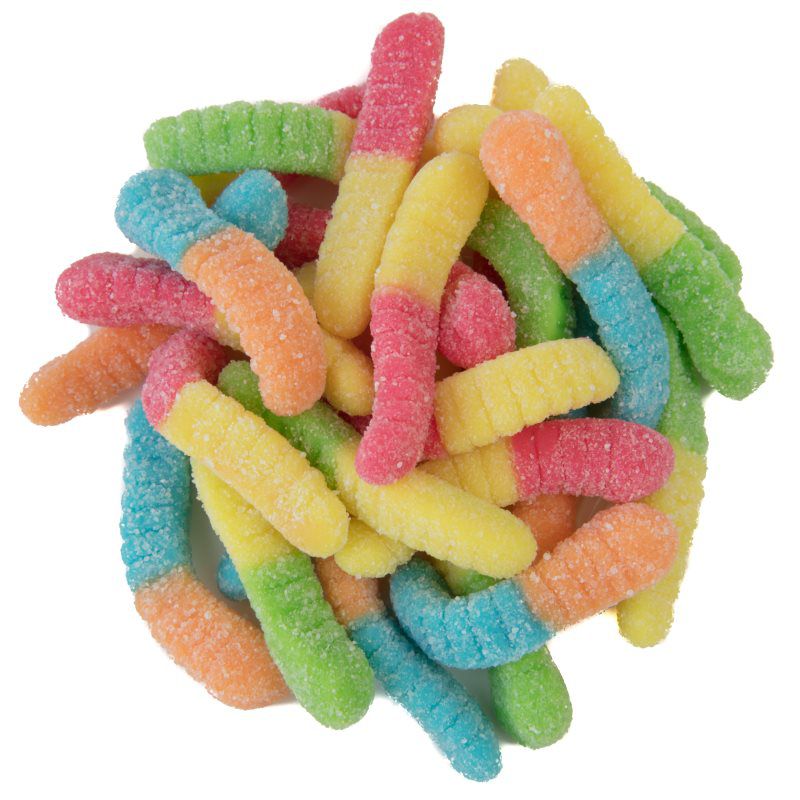 Sour Mini Neon Gummi Worms 2" Candy Toppings | TR Toppers G460-181 | Premium Dessert Toppings, Mix-Ins and Inclusions | Canadian Distribution-0