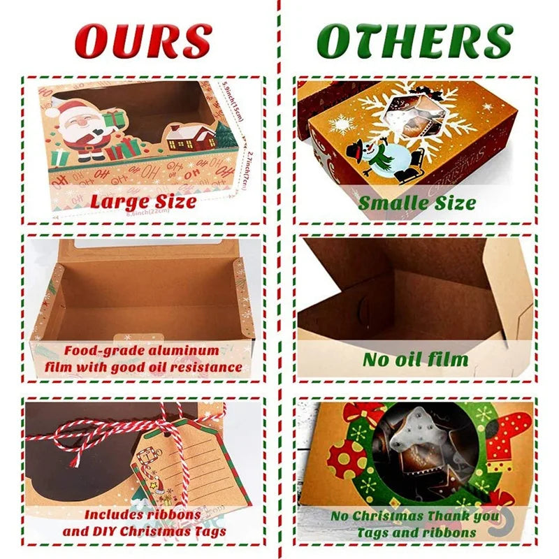 Christmas Cookie Boxes With Window, Holiday Cookie Boxes For Gift Giving, Pastry, Candy, Party Favors, Christmas Boxes