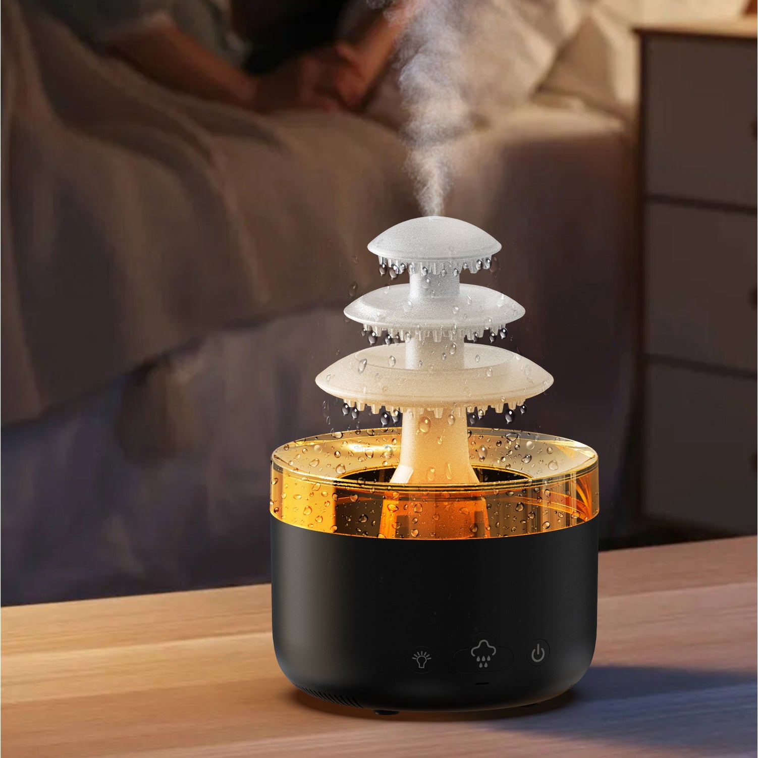 New Cloud Rain Air Humidifier Essential Oil Aromatherapy Diffuser USB Mute Mist Air Humidifier with Colorful Light