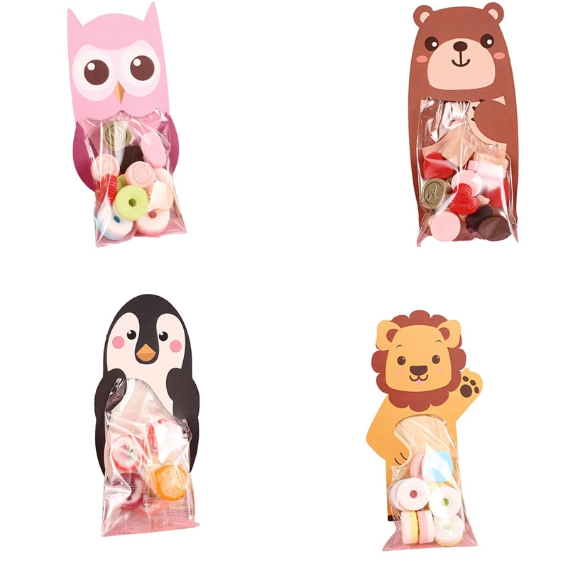 Cartoon Animal Candy Bag Gift Bag Cute Rabbit Lion Snack Cookie Bag Jungle Birthday Party Baby Shower Decoration