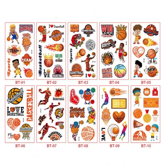 10pc/lot Basketball  Temporary Tattoos Stickers Kids  Birthday Party Favors Decoration Supplies