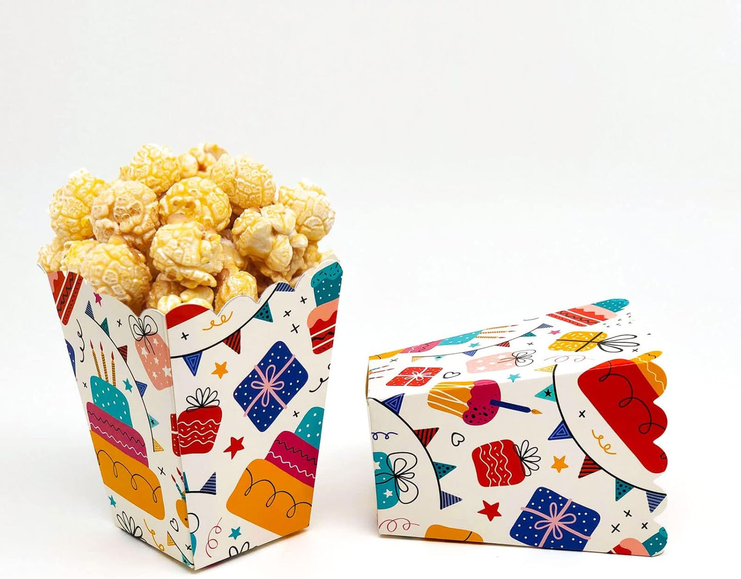 Birthday Party Popcorn Boxes Birthday Themed Mini Paper Popcorn Box Cardboard Candy Party Favor Boxes,24Pcs