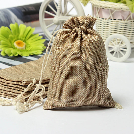 Mini Rustic Burlap Pouch Sack  Drawstring Gift Jewelry Pouches Bags for Wedding Favors Christmas Rustic