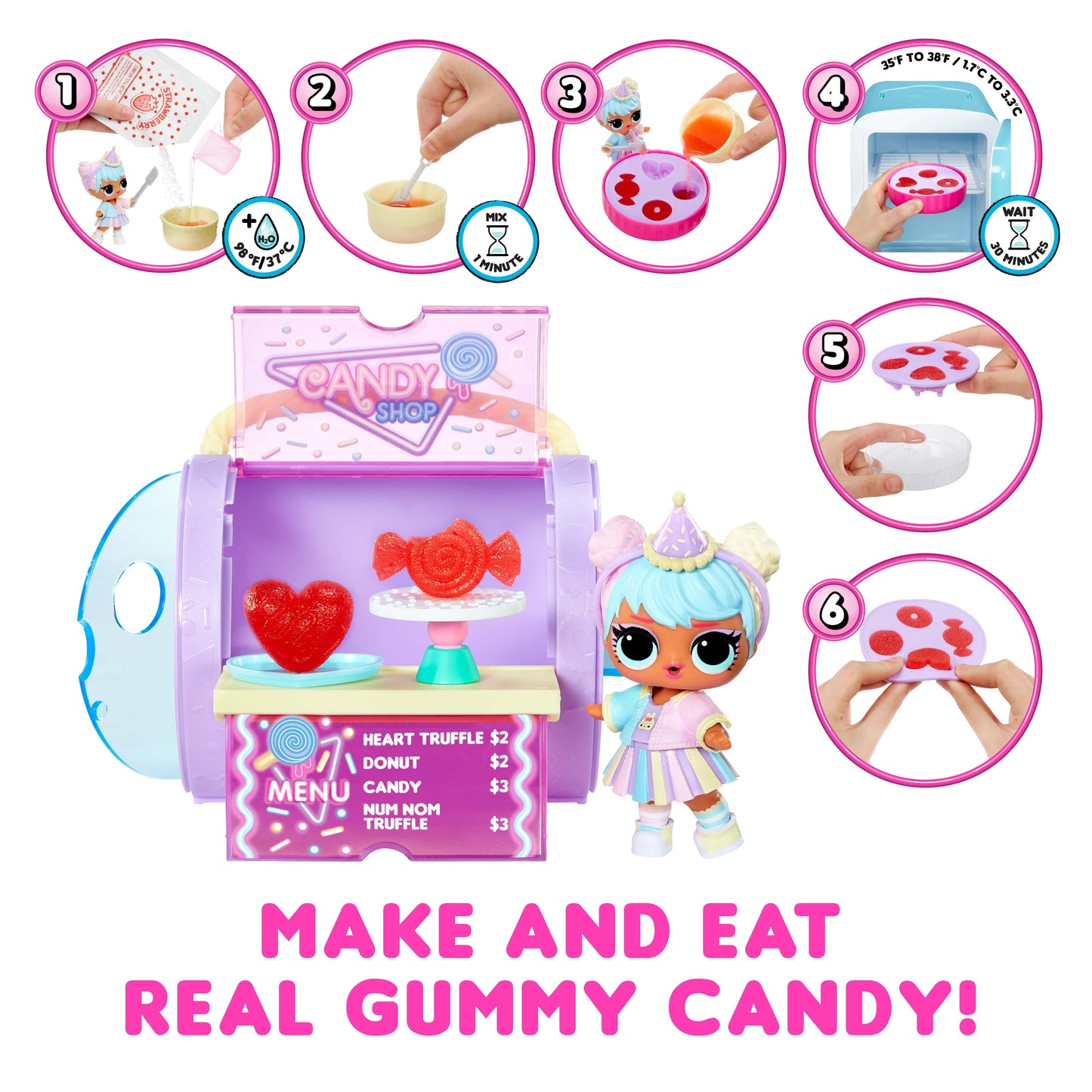 LOL Surprise Candy Surprise Tot Doll with DIY Candy Maker, Edible Candy, Ages 4+