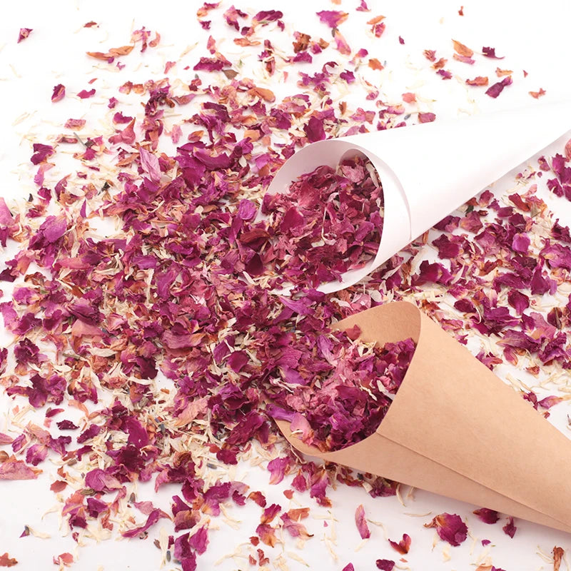 Natural Wedding Dried Flower Rose Petals Confetti Pop Bridal Shower Birthday Party DIY Decor Biodegradable Handmade Accessories