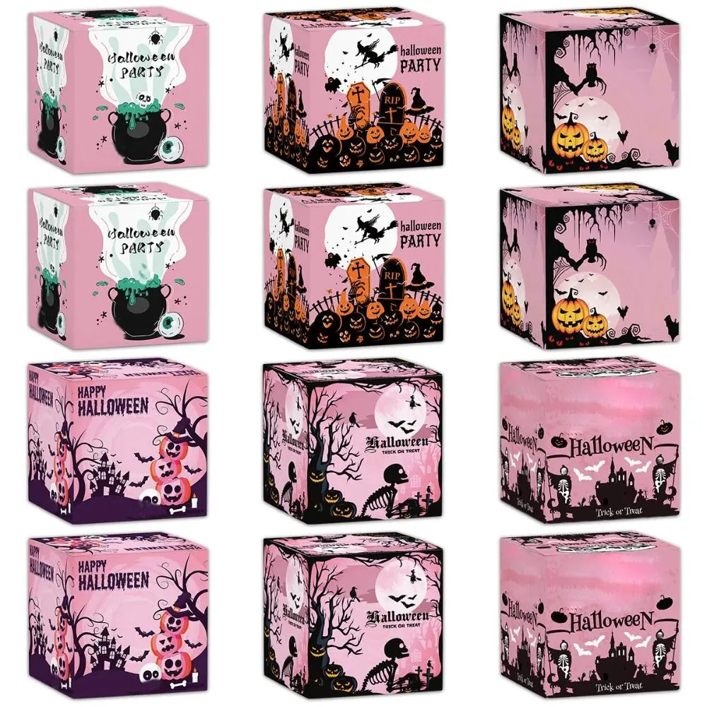 Pumpkin Printed Halloween Gift Boxes Gifts Packaging Party Decor Favours Sweet Biscuit Candy Box Festive Supplies DIY Cookie Box