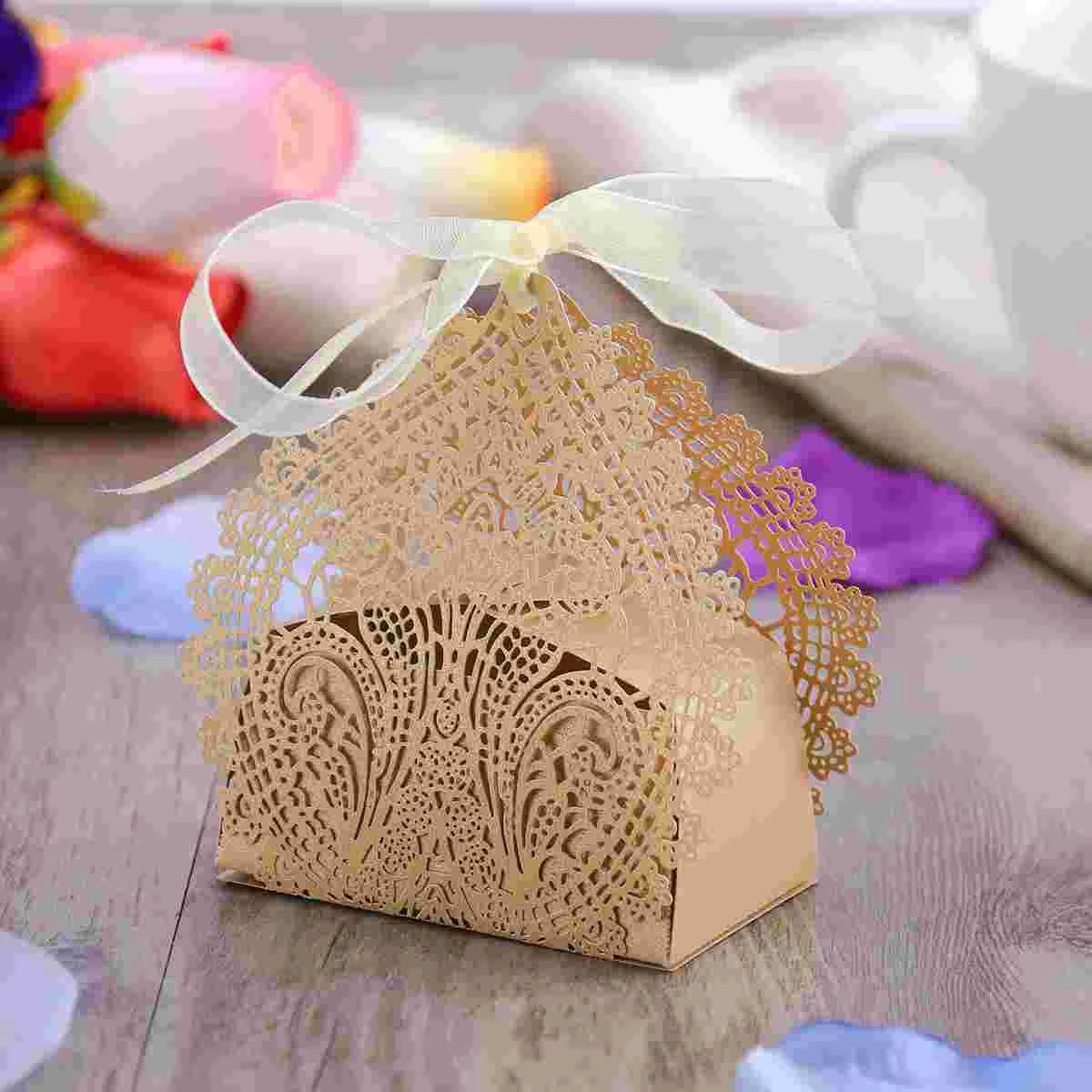 50 Pcs Candy Container Bride Baby Gift Boxes Cake Containers Wedding Favor Bags