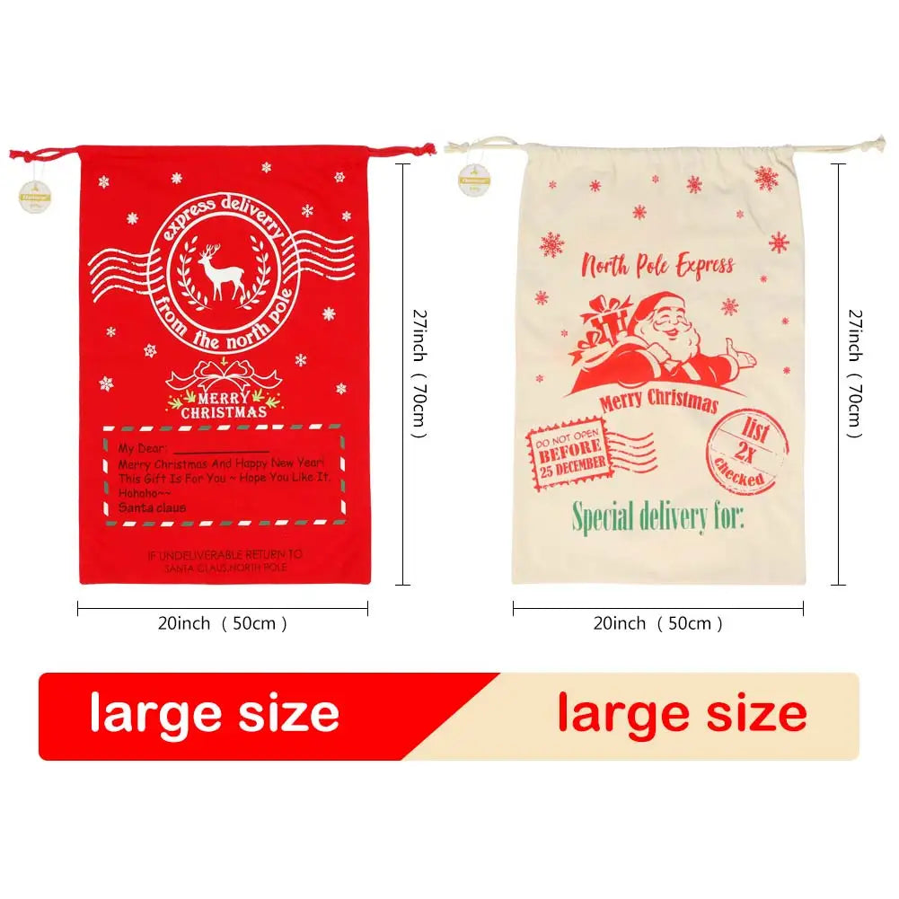 Warm Christmas Large Santa Sack Felt Candy Gifts Bag Canvas Storage Bags Kids Christmas Decoration New Year 2023 50*70cm