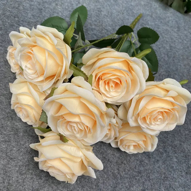 9 Roses/Bouquet Rose Artificial Flower Fake Silk Flowers Wedding Roses Decoration Party Display Floral Gift