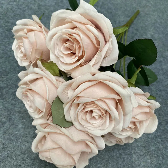 9 Roses/Bouquet Rose Artificial Flower Fake Silk Flowers Wedding Roses Decoration Party Display Floral Gift