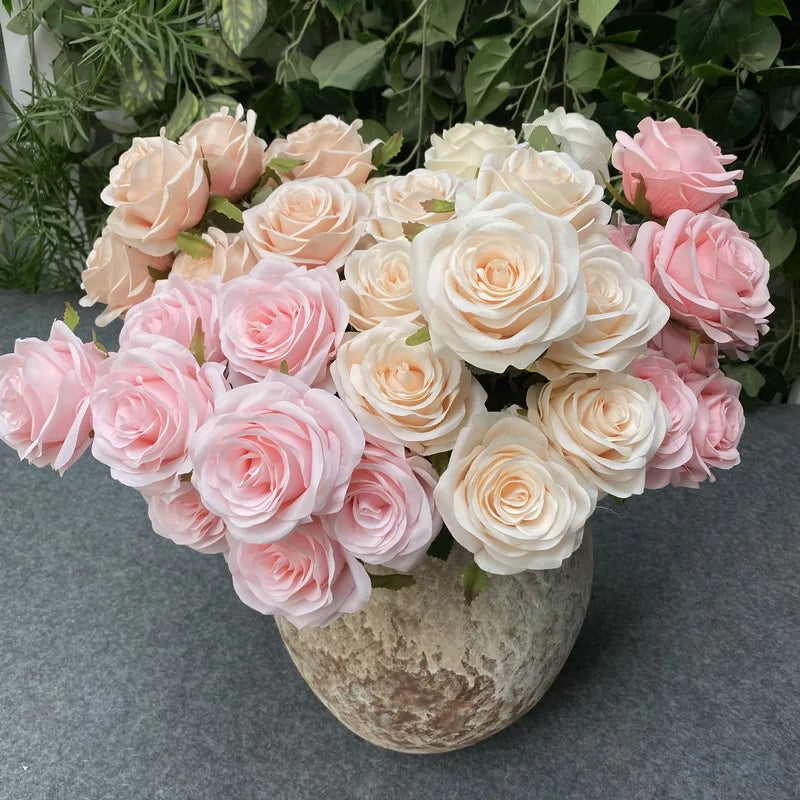 9 Roses/Bouquet Rose Artificial Flower Fake Silk Flowers Wedding Roses Decoration Party Display Floral Gift