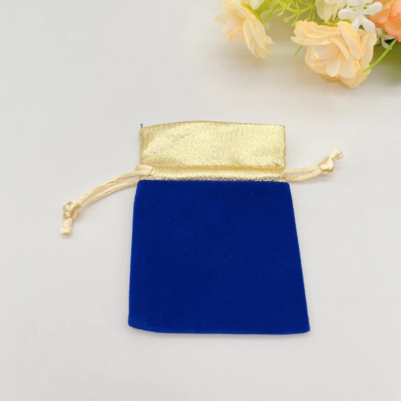 500pcs No Bead Gold Side Velvet Packaging Bag Wedding Sachet Flannel Bags Drawstring Gift Pouches for Jewelry Storage Velvet Bag