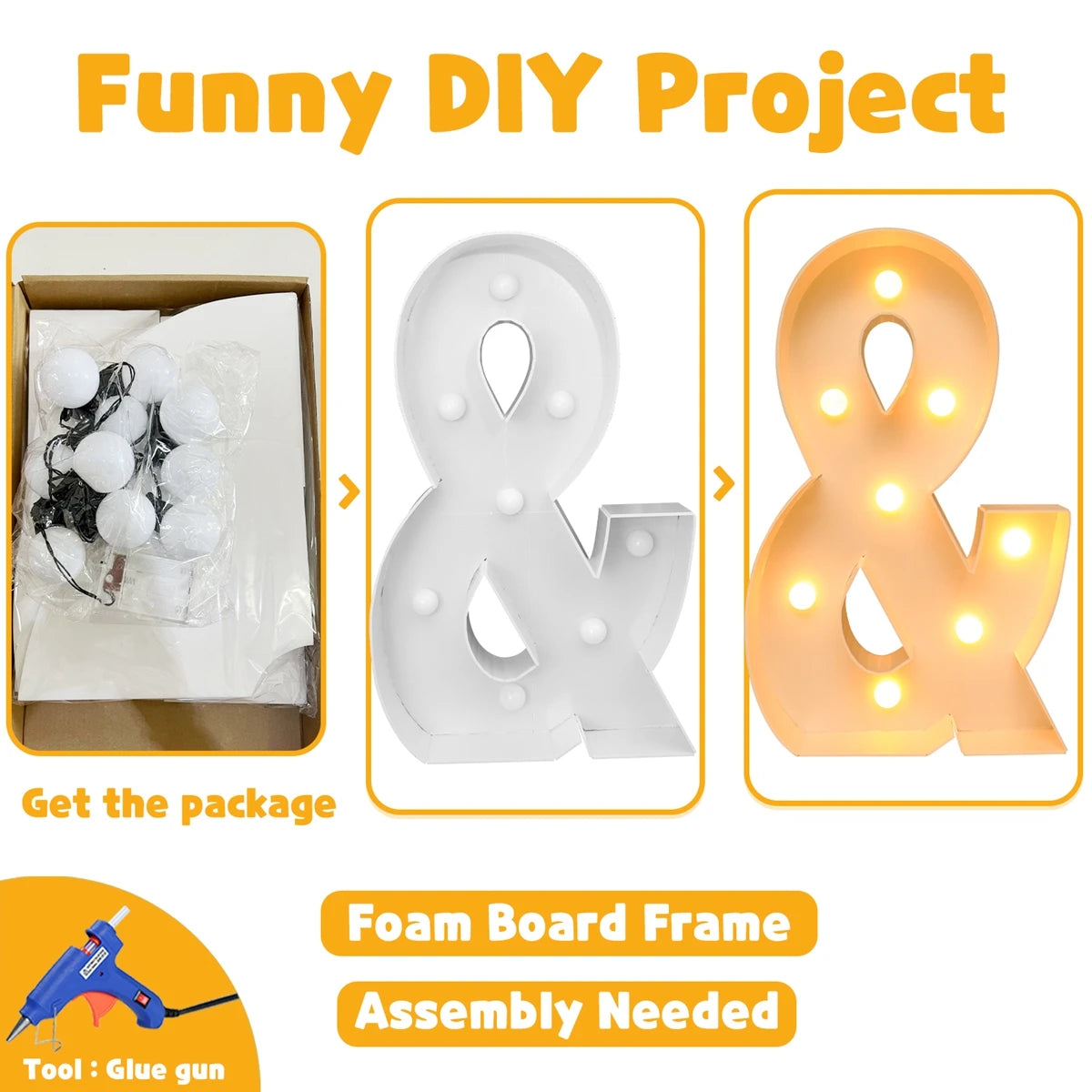 91.5cm Giant Letters Frame Box with Warm Lights String Wedding Decoration Marry Me Propose Party Supplies Birthday Baby Shower